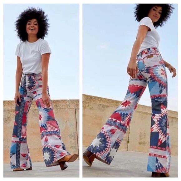NWT Wrangler x Free People Wanderer 622 Patchwork Flare Jeans W27 L30 - Picture 4 of 11